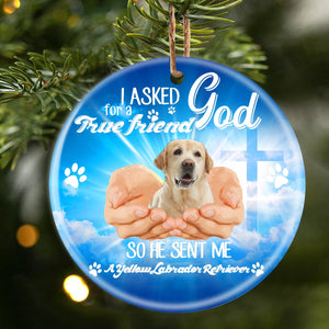 God Send Me A/An Yellow Labrador Retriever Porcelain/Ceramic Ornament