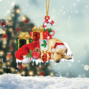 Yellow Labrador Merry Christmas Hanging Ornament-0211