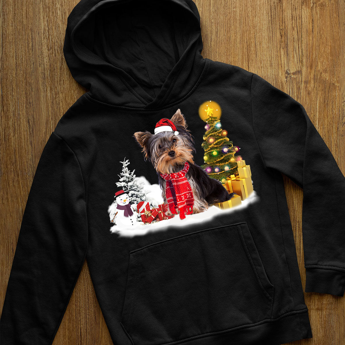 Unisex Merry Christmas Yorkshire Terrier Hoodie