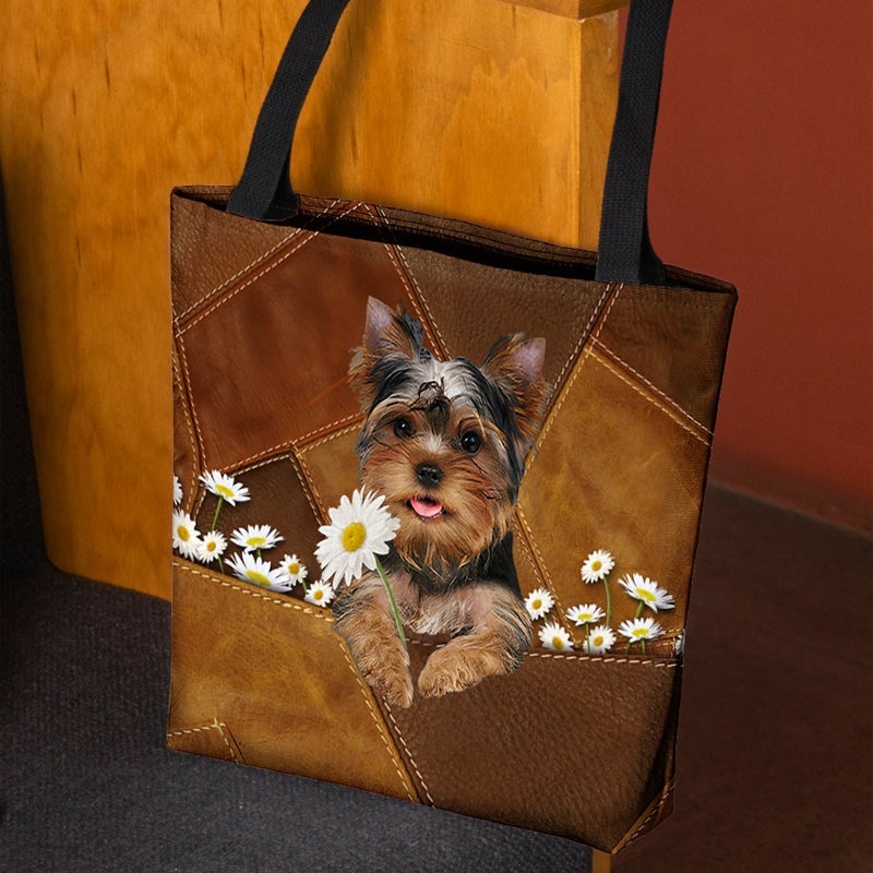 Yorkshire Terrier02 Holding Daisy  All Over Printed Tote Bag