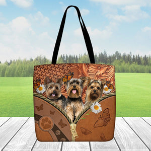 Yorkshire Terrier Daisy Flower And Butterfly Tote Bag