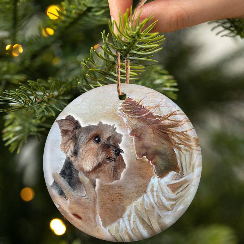 New Release -Yorkshire Terrier With God Porcelain/Ceramic Ornament