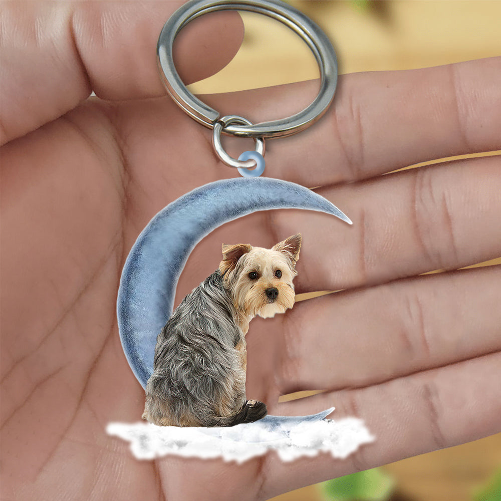 Yorkshire Terrier On The Moon Flat Acrylic Keychain