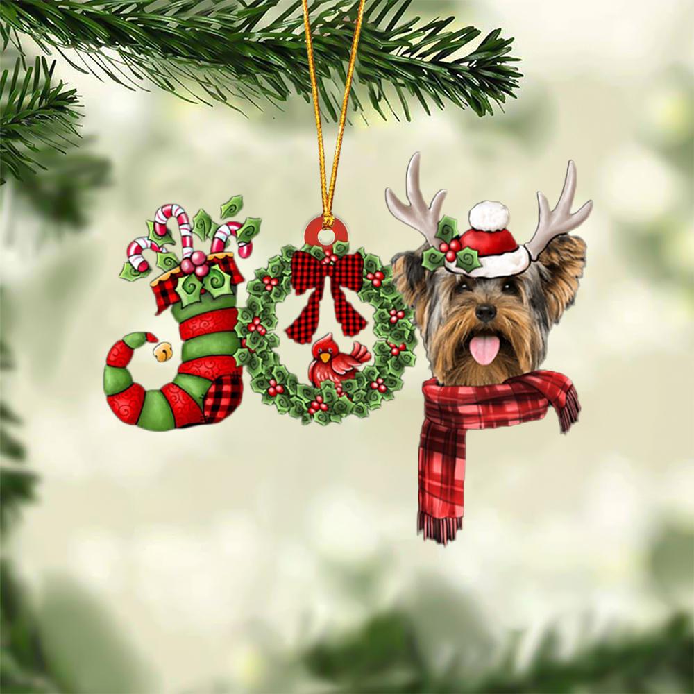 Yorkshire Terrier JOY Reindeer Hanging Ornament