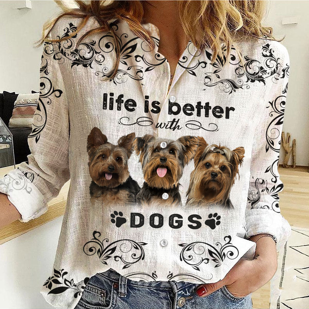 Yorkshire Terrier  - Life Is Better With Dogs Women's Long-Sleeve Shirt