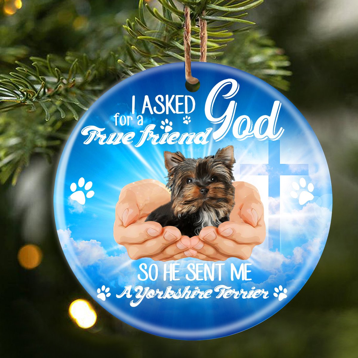 God Send Me A/An Yorkshire Terrier 2 Porcelain/Ceramic Ornament