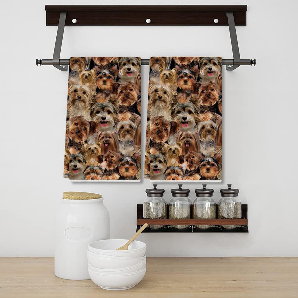 A Bunch Of Yorkshire Terriers Kitchen Towel