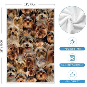 A Bunch Of Yorkshire Terriers Kitchen Towel