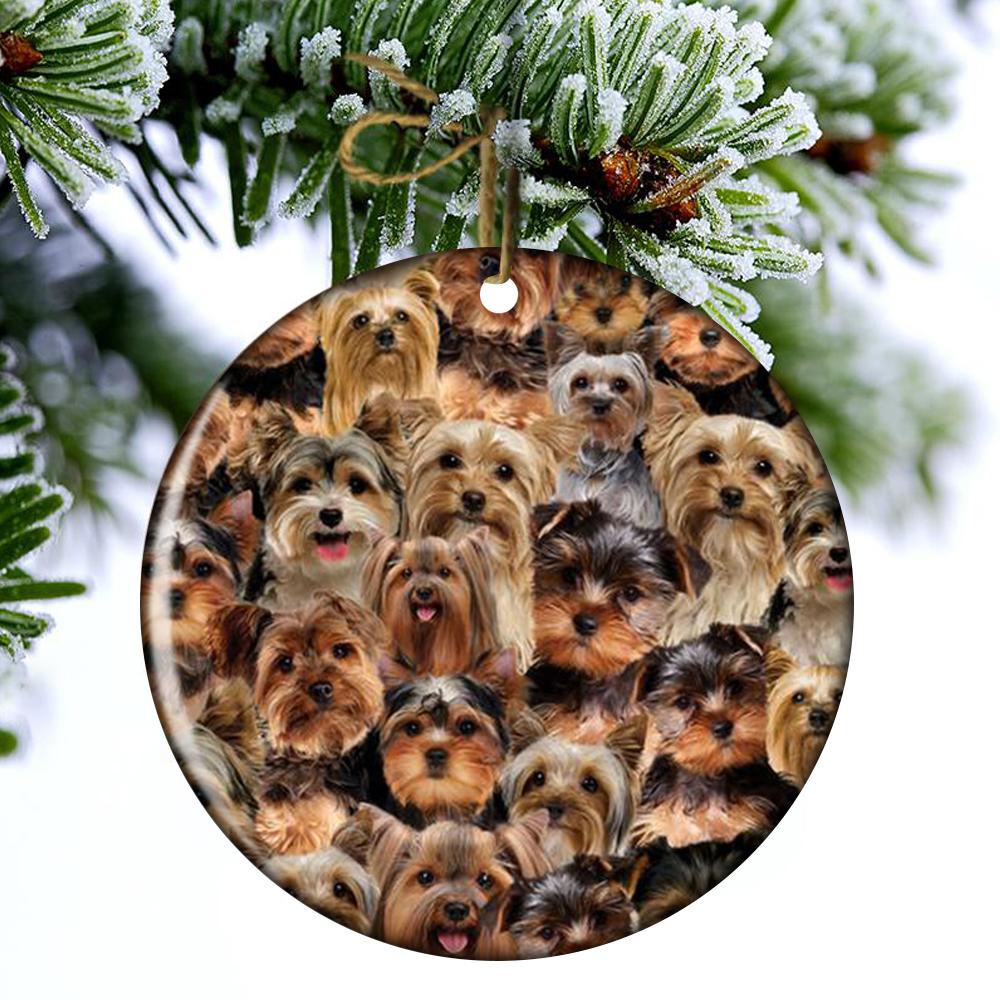 A Bunch Of Yorkshire Terriers Porcelain/Ceramic Ornament