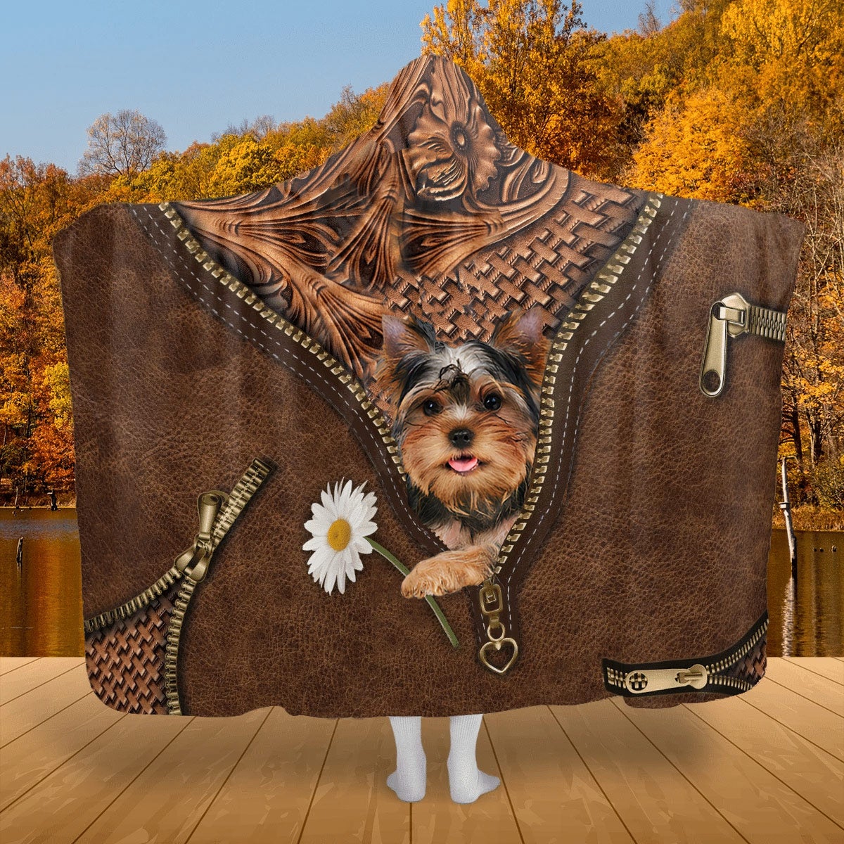 Yorkshire Holding Daisy Hooded Blanket