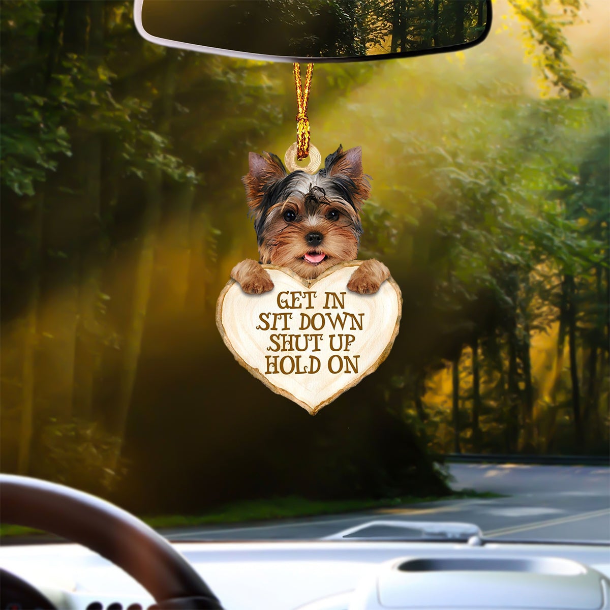 Yorkshire Terrier Heart Shape Get In Car Hanging Ornament