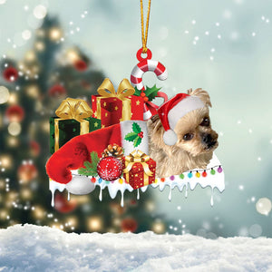 Yorkshire terrier Merry Christmas Hanging Ornament-0211