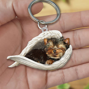 Yorkshire terrier Sleeping Angel Acrylic Keychain