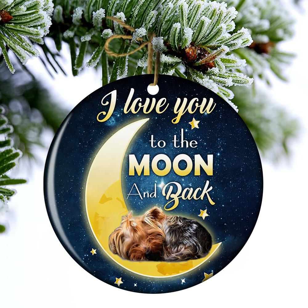 Yorkshire Terrier I Love You To The Moon And Back Porcelain/Ceramic Ornament
