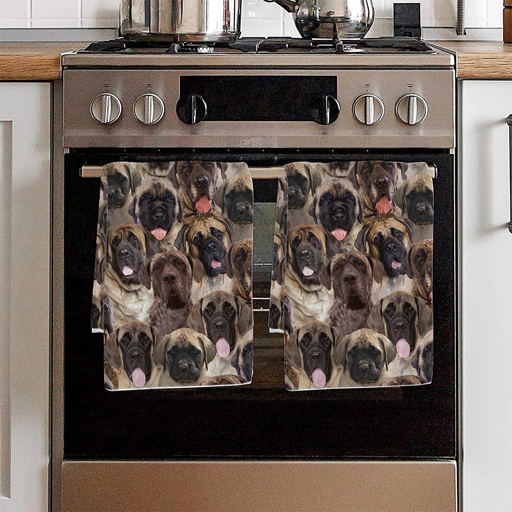 A Bunch Of English Mastiffs Kitchen Towel
