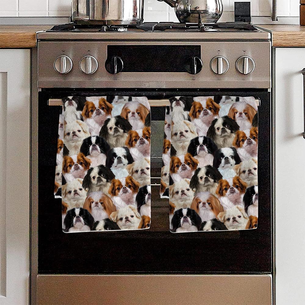 A Bunch Of Japanese Chins Kitchen Towel