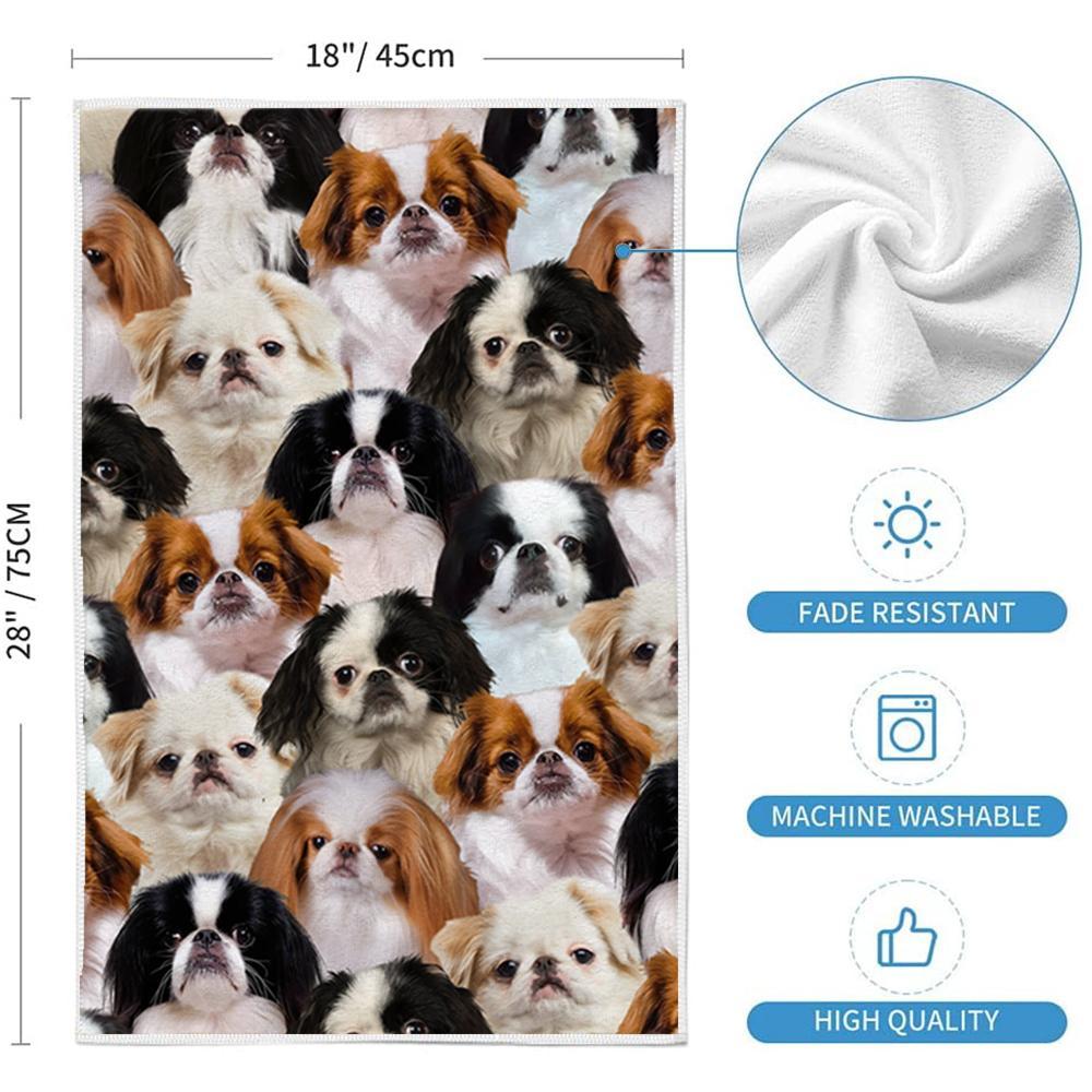 A Bunch Of Japanese Chins Kitchen Towel
