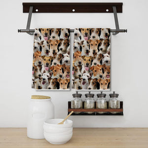 A Bunch Of Wire Fox Terriers Kitchen Towel