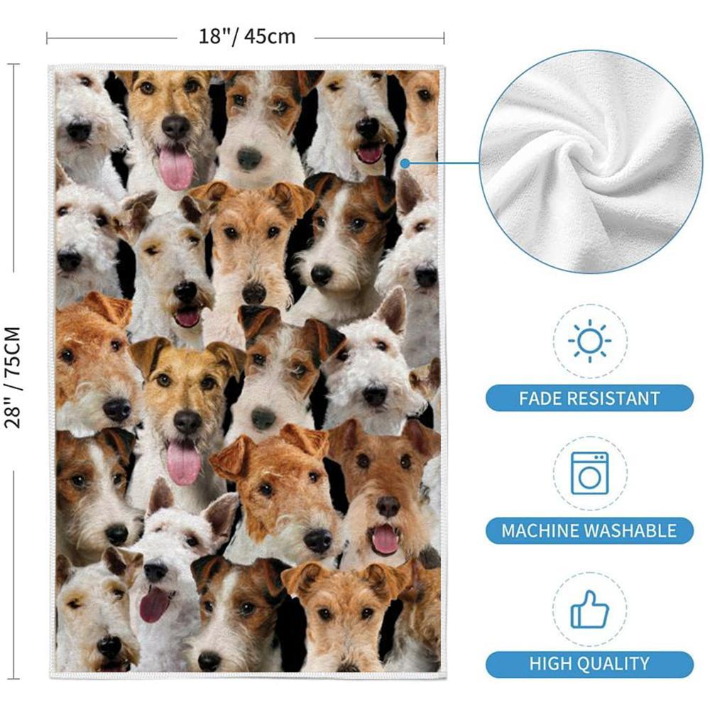A Bunch Of Wire Fox Terriers Kitchen Towel