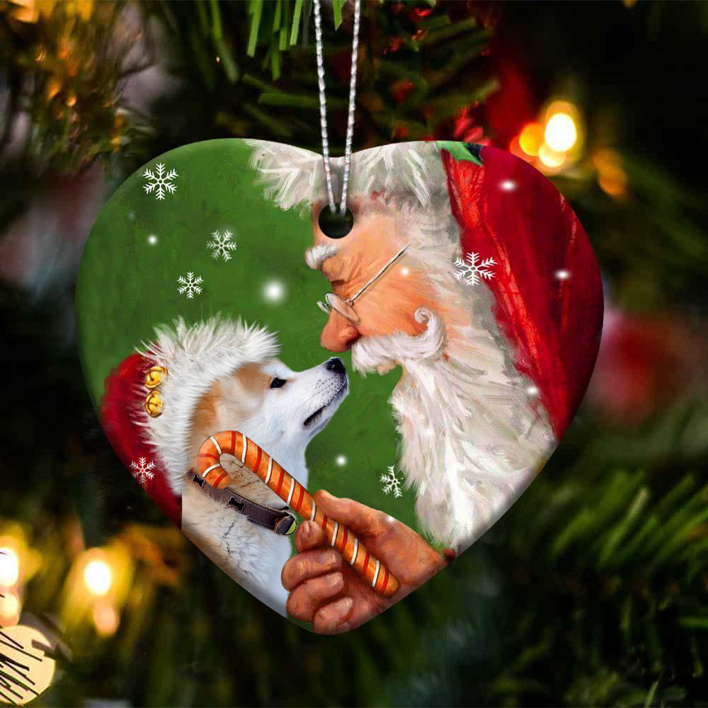 Akita Christmas Lights Shape Ornament