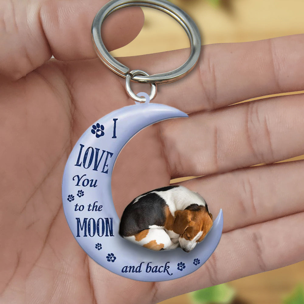 beagle I Love You To The Moon And Back Flat Acrylic Keychain