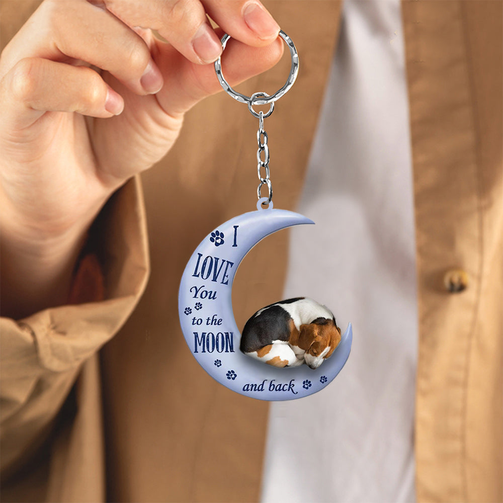 beagle I Love You To The Moon And Back Flat Acrylic Keychain