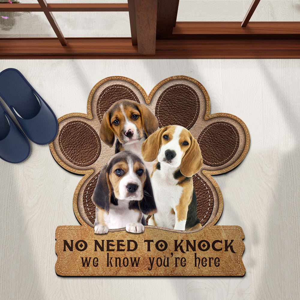 beagle5 No Need To Knock We Know You're Here Custom Doormat