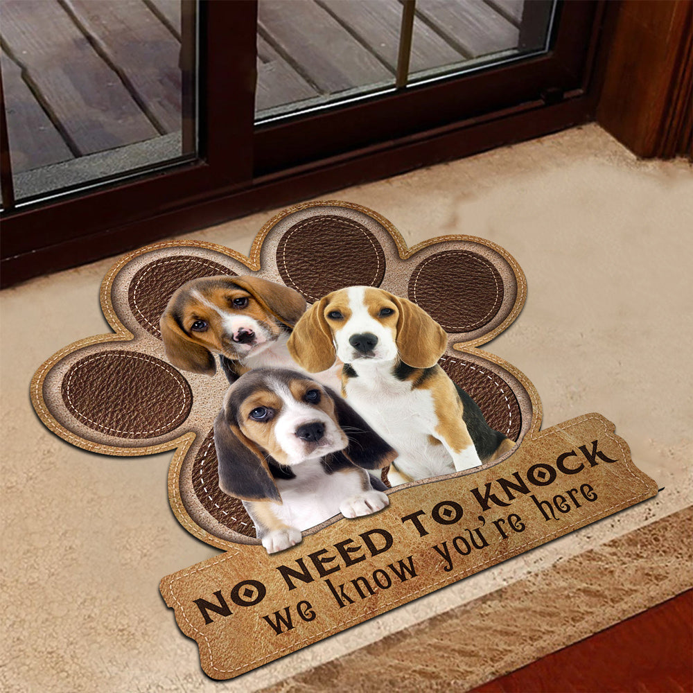 beagle5 No Need To Knock We Know You're Here Custom Doormat