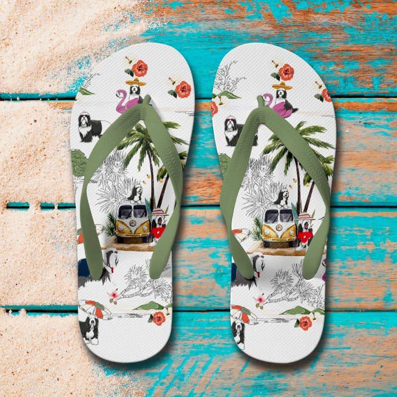 BEARDED COLLIE Flip Flops