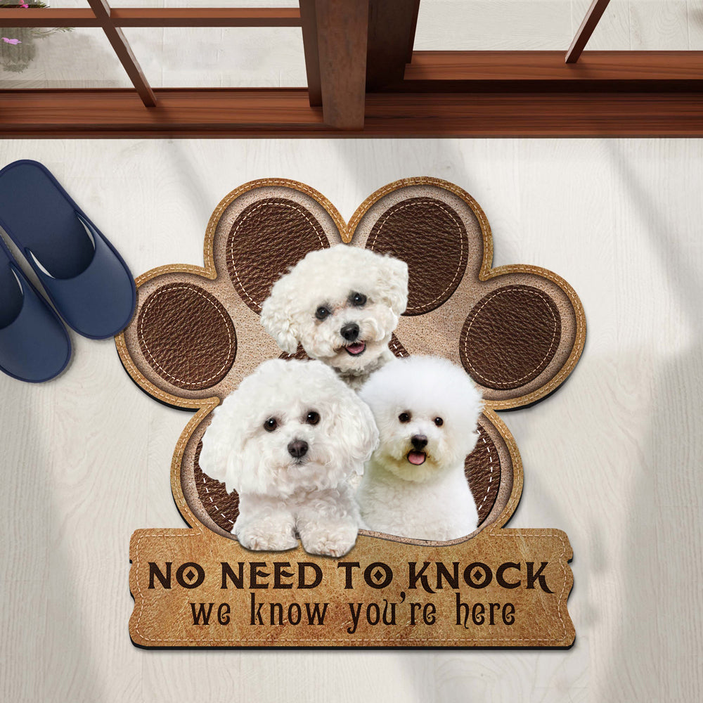 bichon frise No Need To Knock We Know You're Here Custom Doormat