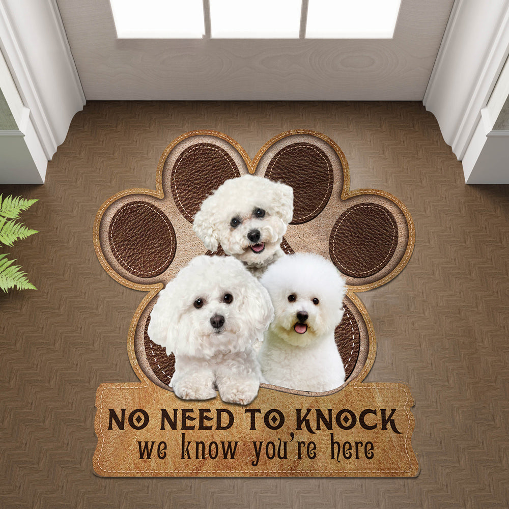 bichon frise No Need To Knock We Know You're Here Custom Doormat