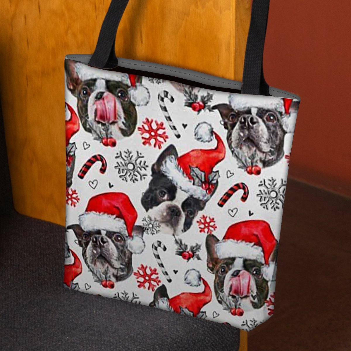 Boston Terrier Merry Christmas Tote Bag