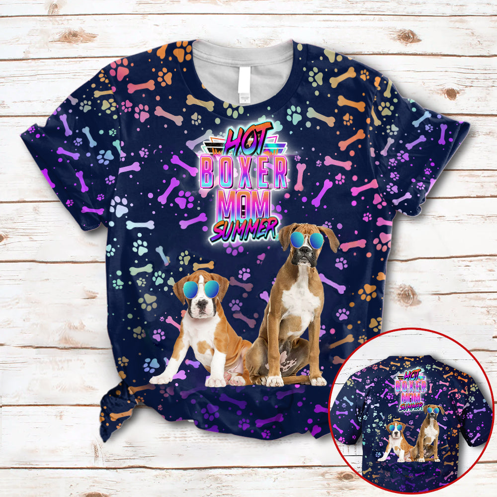 Hot boxer Mom Summer Neon Tropical Desing 3D All Over Print T-Shirt