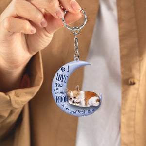 chihuahua I Love You To The Moon And Back Flat Acrylic Keychain