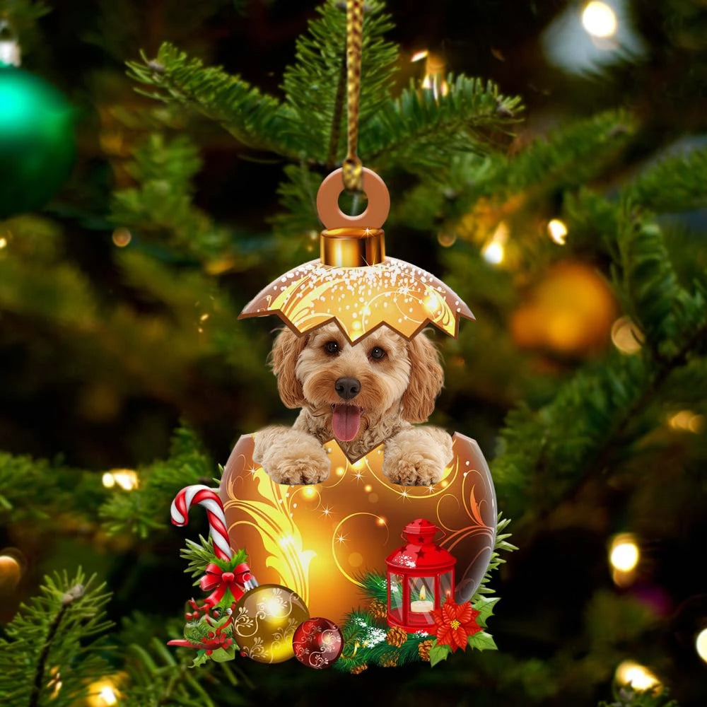 Cockapoo In Golden Egg Christmas Ornament