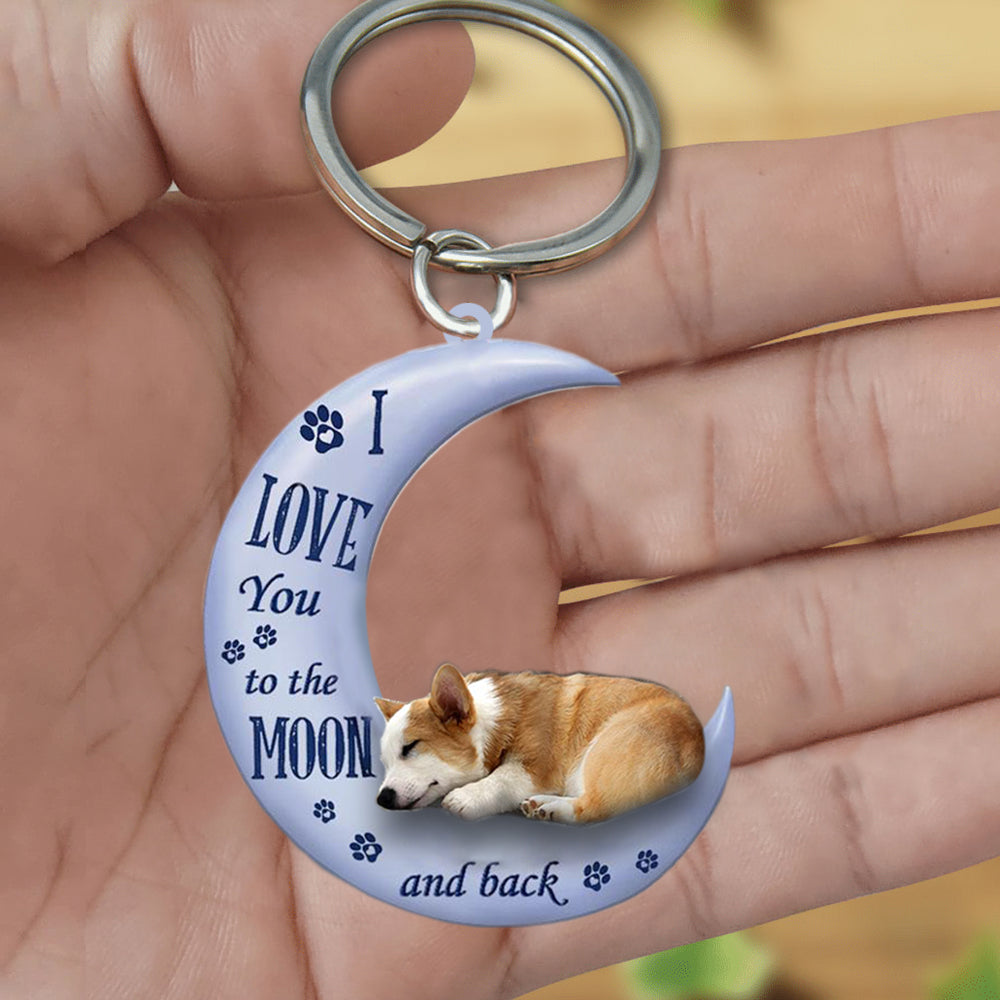 corgi I Love You To The Moon And Back Flat Acrylic Keychain