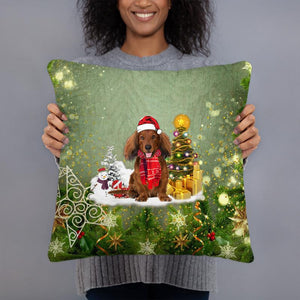 dachshund Merry Christmas Pillow Case