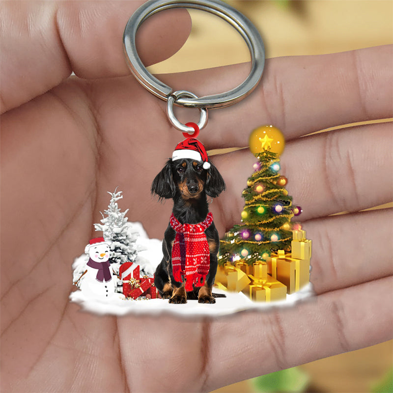 dachshund02 Early Merry Christma Acrylic Keychain