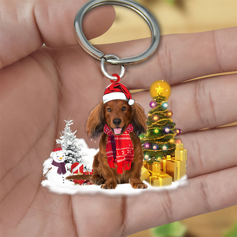 dachshund Early Merry Christma Acrylic Keychain