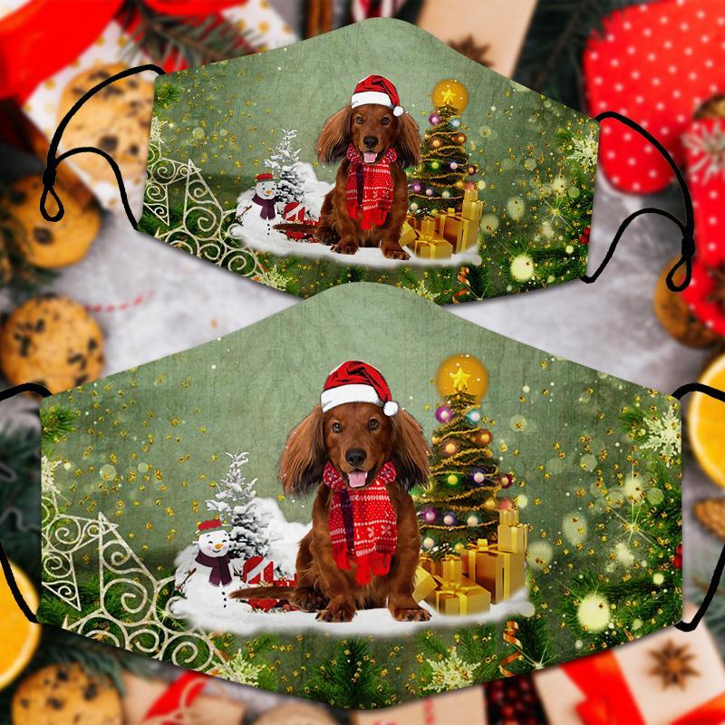 dachshund Merry Christmas Face Mask