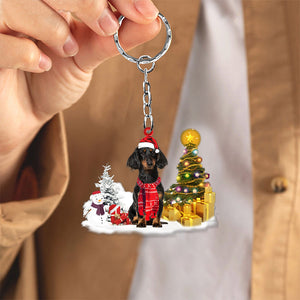 dachshund02 Early Merry Christma Acrylic Keychain