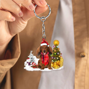 dachshund Early Merry Christma Acrylic Keychain