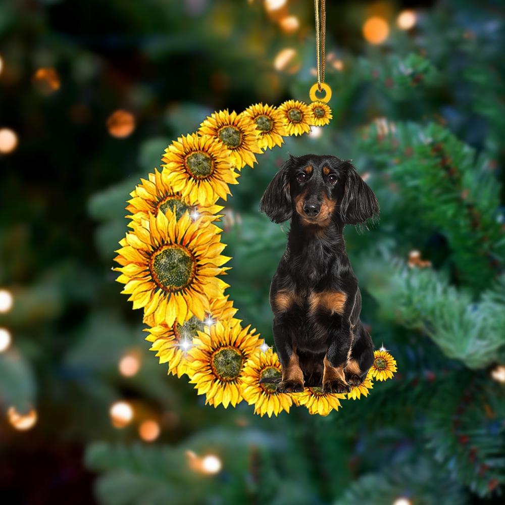 Dachshund On Sunflower Moon Ornament