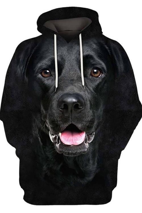 Unisex 3D Graphic Hoodies Animals Dogs Labrador Retriever Black Open Mouth