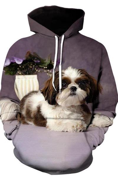 Unisex 3D Graphic Hoodies Animals Dogs Shih Tzu Puppies