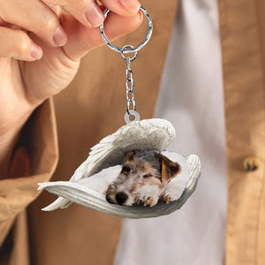 fox terrier Sleeping Angel Acrylic Keychain