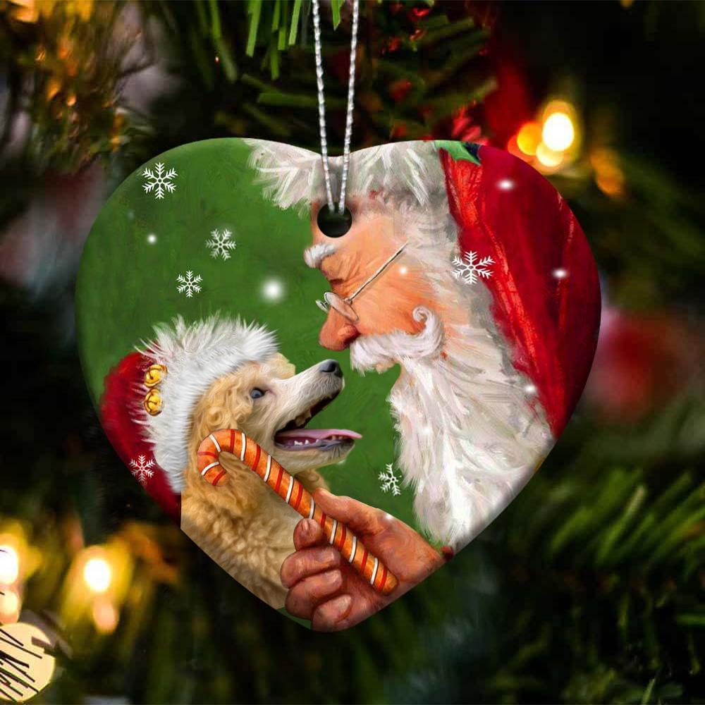 Poodle happy heart gift for dog lover ornament