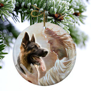 New Release -German Shepherd 03 With God Porcelain/Ceramic Ornament