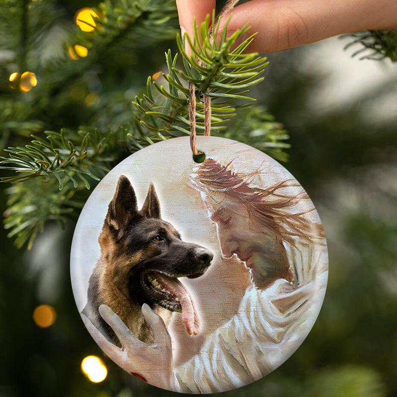 New Release -German Shepherd 03 With God Porcelain/Ceramic Ornament