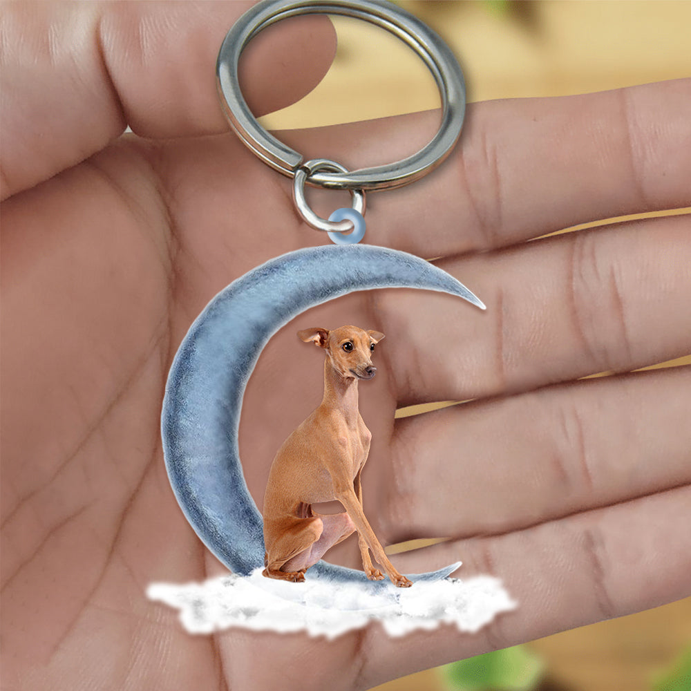 greyhound  On The Moon Flat Acrylic Keychain